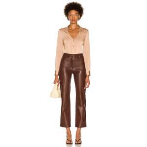 L'AGENCE Dallas Long Sleeve Button Down Blouse in Light Mocha, Size Medium